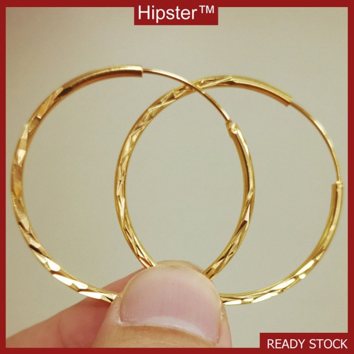 18k Gold Earrings - Etsy Buy Gold Earrings For Women Real 18K Gold