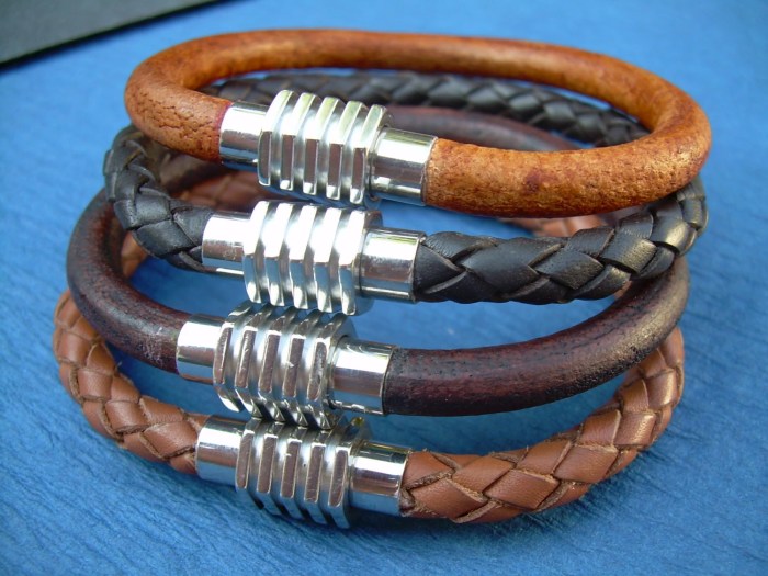 Buy Men Bracelets Leather And Gold Combination