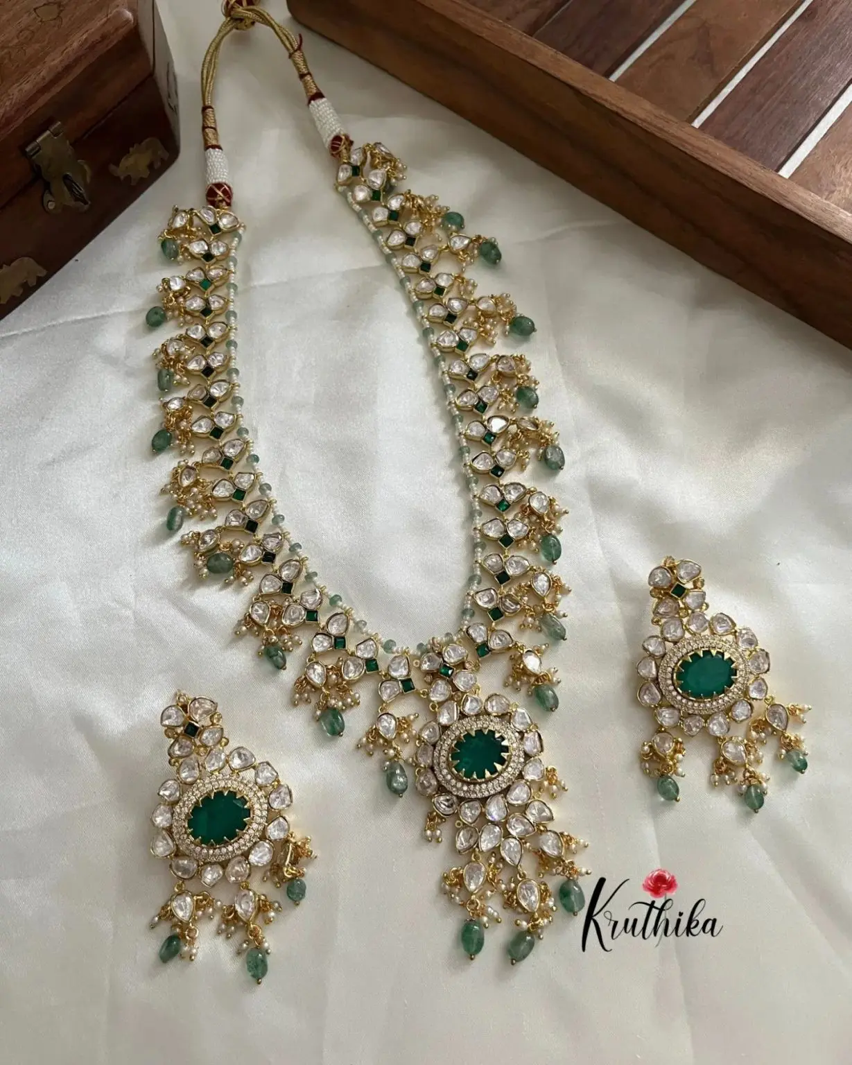 Traditional Stones Long Necklaces Sets From 'Kruthika Jewellery